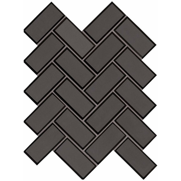 Msi Metallic Gray Bevel Herringbone SAMPLE Glass Mesh